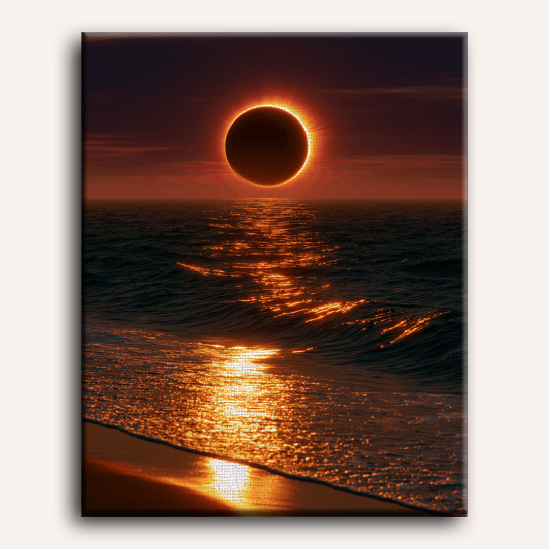 Eclipse Over the Sea | Paint by Number