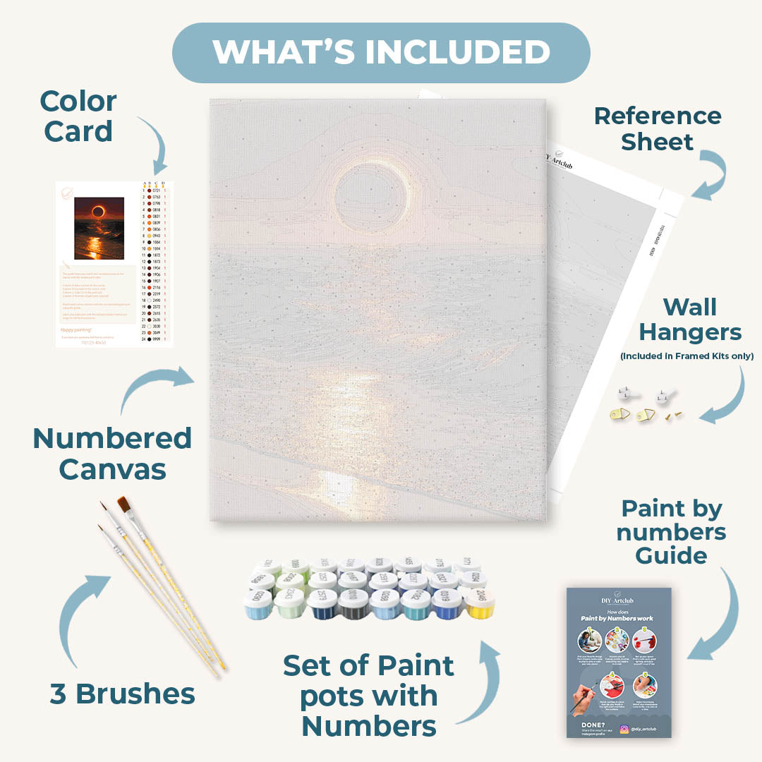 Eclipse Over the Sea | Paint by Number