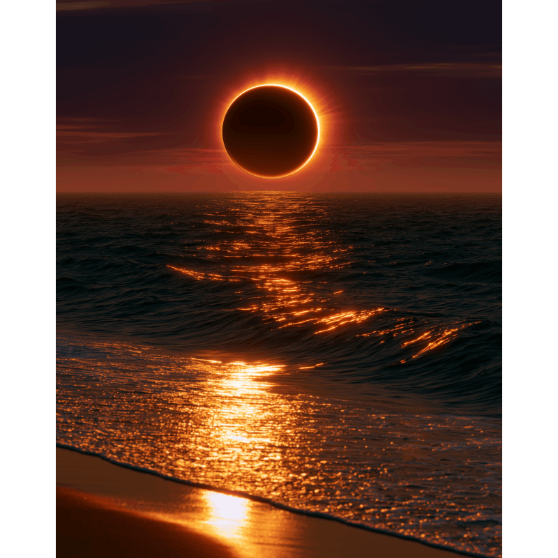Eclipse Over the Sea | Paint by Number