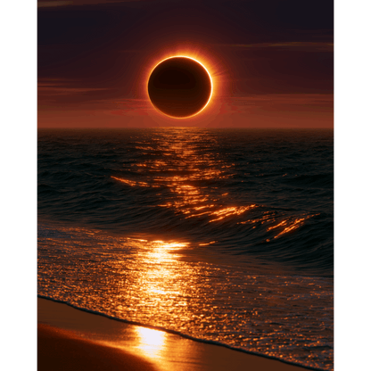 Eclipse Over the Sea | Paint by Number