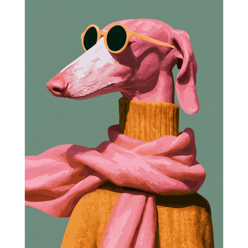 Flamingo Dog Chic | Paint by Number