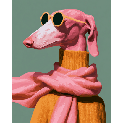 Flamingo Dog Chic | Paint by Number