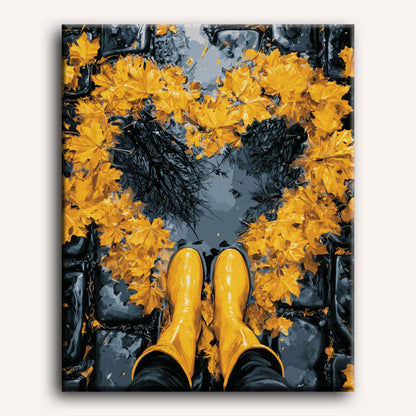 Corazón de hojas caídas | Pintar por números