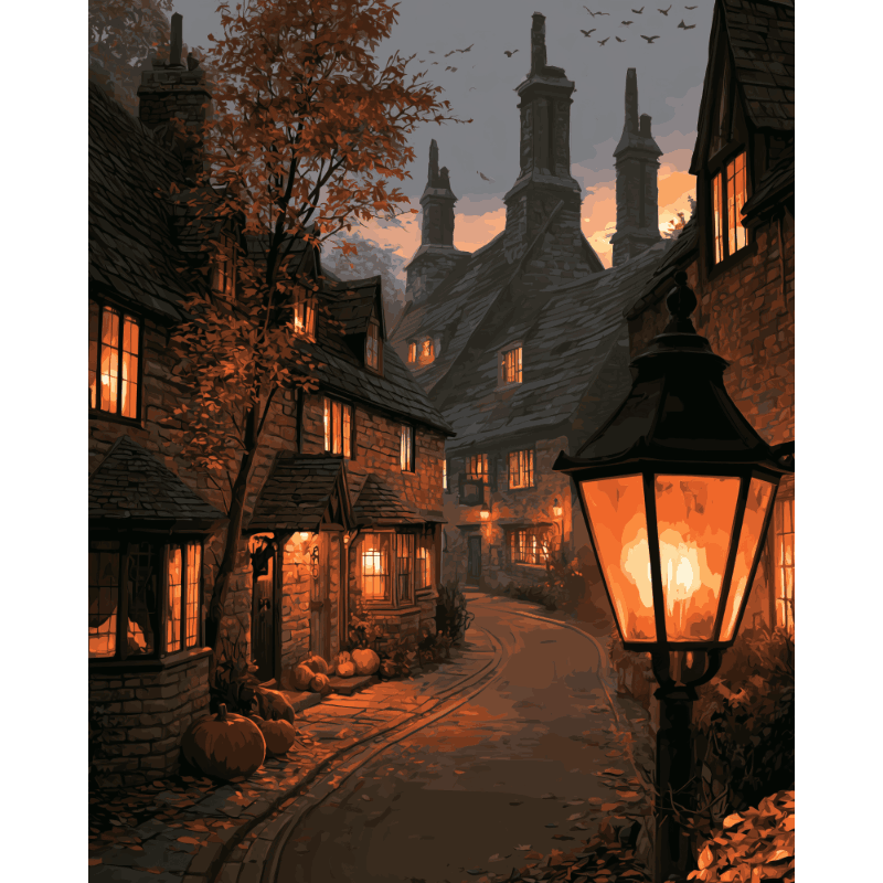 Lantern-Lit Village | Paint by Number