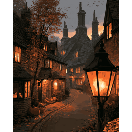 Lantern-Lit Village | Paint by Number