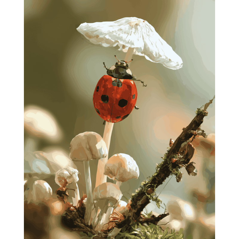 Mushroom Ladybug | Paint by Number
