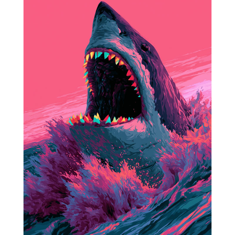 Neon Shark Bite | Paint by Number