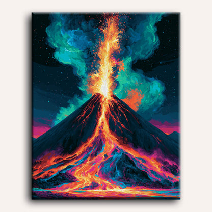 Éruption de volcan néon | Peinture à numéros