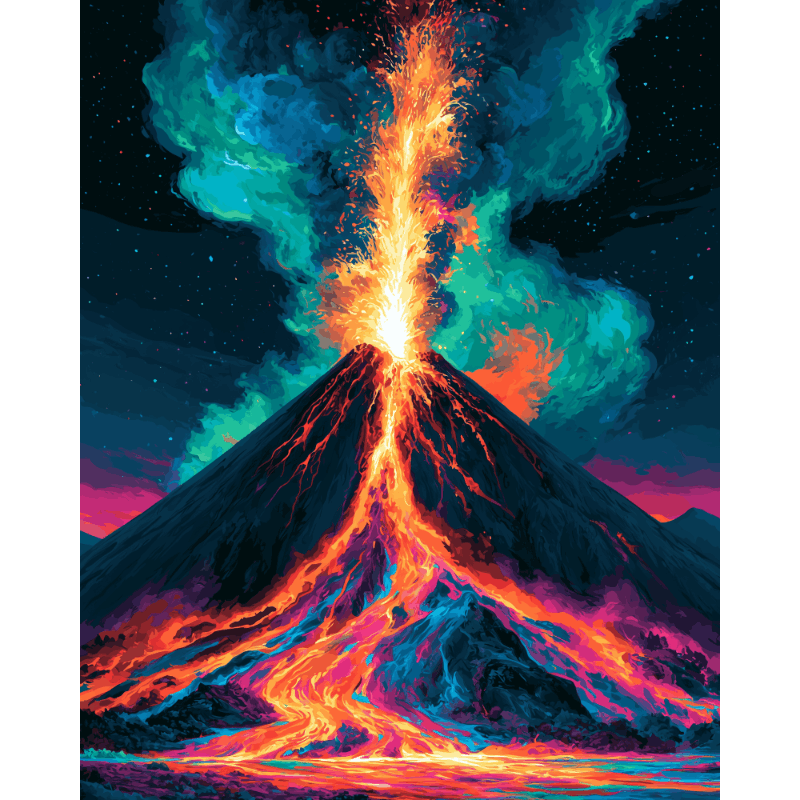 Neon Volcano Blast | Paint by Number