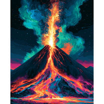Neon Volcano Blast | Paint by Number
