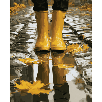 Rain Boots Reflection | Paint by Number