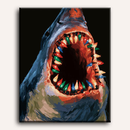 Le sourire de Noël du requin | Peinture à numéros
