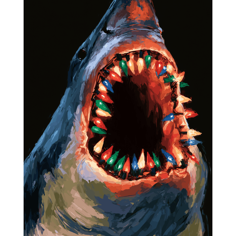 Shark's Christmas Grin | Paint by Number