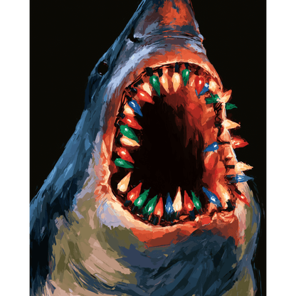 Shark's Christmas Grin | Paint by Number