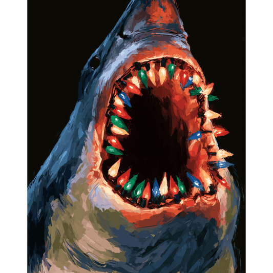 Shark's Christmas Grin | Paint by Number