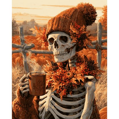 Skeleton's Autumn Coffee | Paint by Number