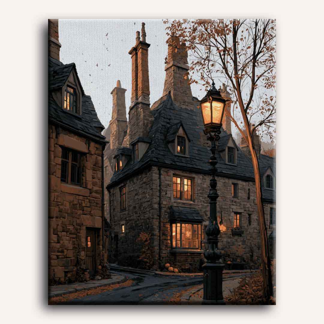 Ruelle du village de pierre | Peinture à numéros