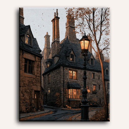 Ruelle du village de pierre | Peinture à numéros