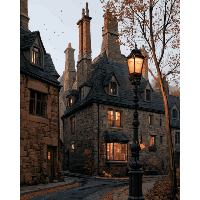 Stone Village Lane | Paint by Number