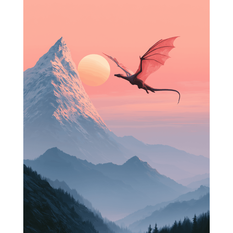 Sunrise Dragon Flight | Paint by Number