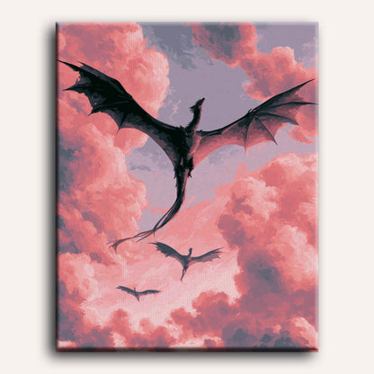 Couple de dragons au crépuscule | Peinture à numéros