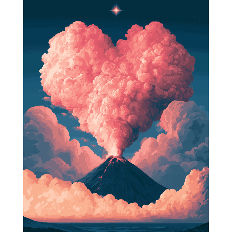 Volcano Heart Cloud | Paint by Number