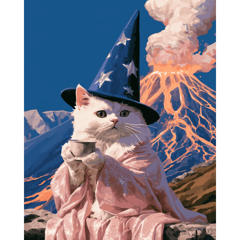 Volcano Wizard Cat | Paint by Number
