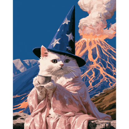 Volcano Wizard Cat | Paint by Number