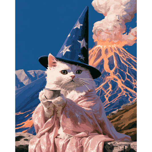 Volcano Wizard Cat | Paint by Number