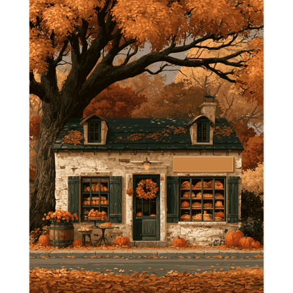 Autumn Bakery Cottage | Paint by Number - Paint by numbers