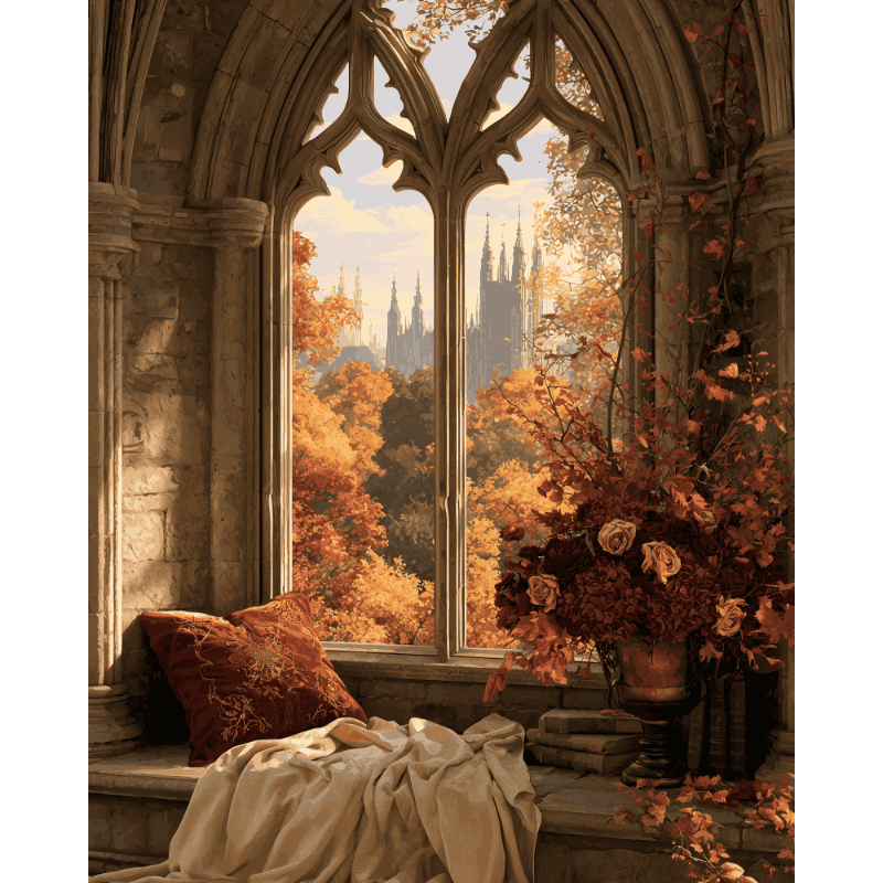 Autumn Reading Window | Paint by Number - Paint by numbers