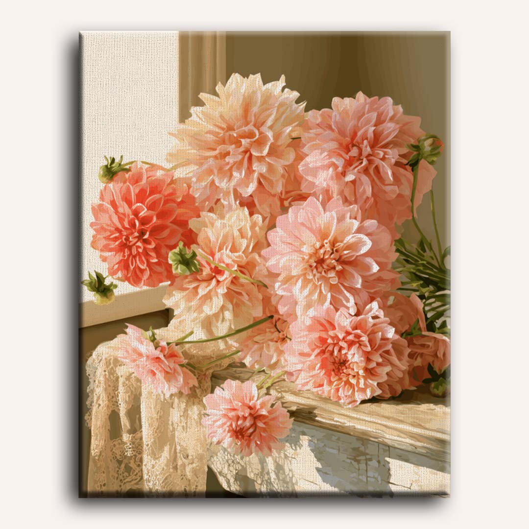 Blush Dahlia Bouquet | Paint by Number