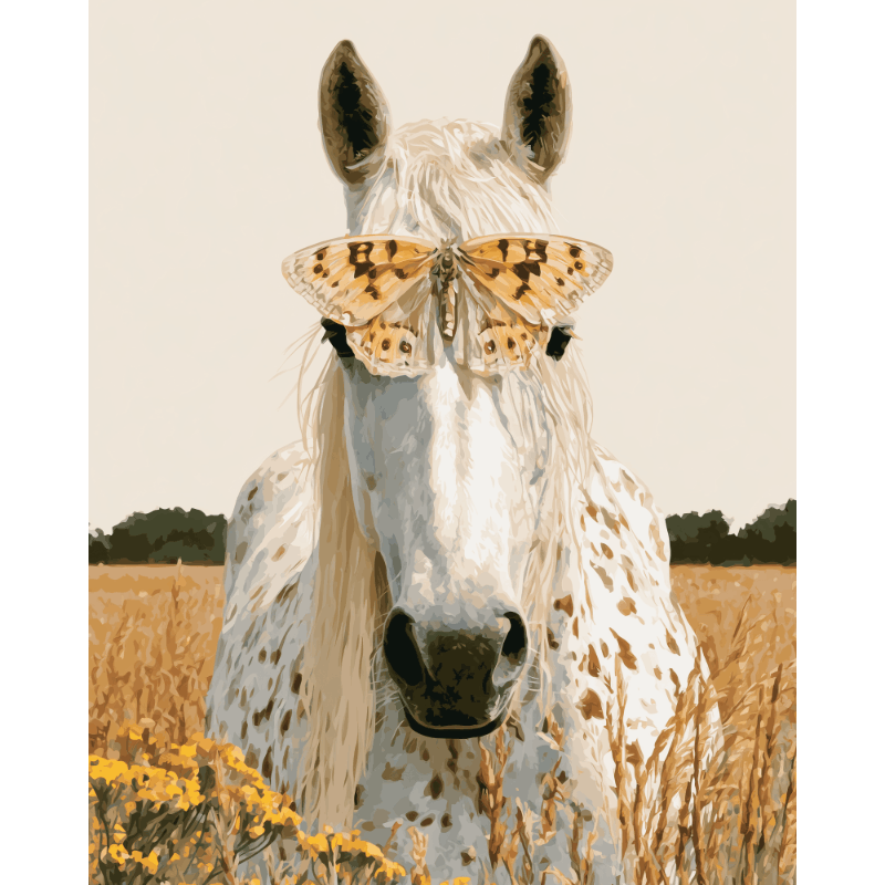 Butterfly Horse Portrait | Paint by Number - Paint by numbers