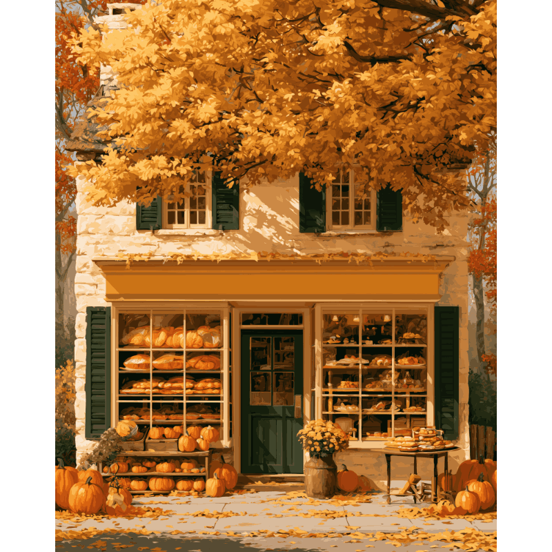 Cottage Bakery Facade | Paint by Number - Paint by numbers