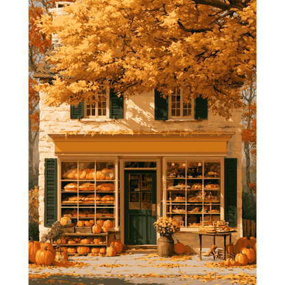 Cottage Bakery Facade | Paint by Number - Paint by numbers