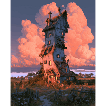 Crooked Tower House | Paint by Number - Paint by numbers