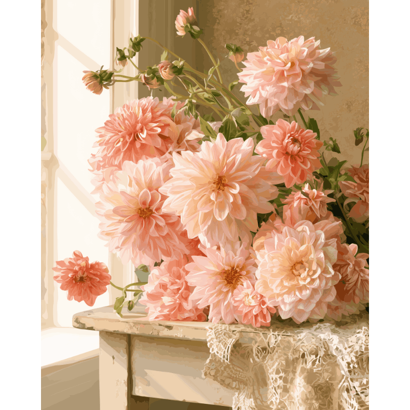 Dahlia Windowsill | Paint by Number - Paint by numbers