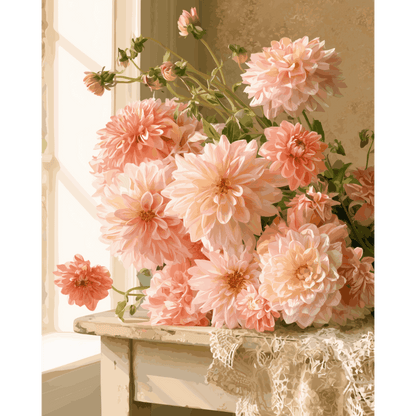 Dahlia Windowsill | Paint by Number - Paint by numbers