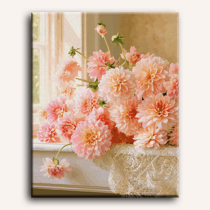 Dahlias dans la lumière | Peinture à numéros
