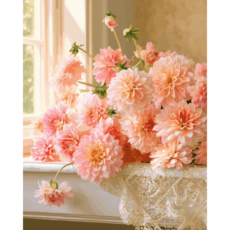 Dahlias in the Light | Paint by Number - Paint by numbers