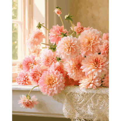 Dahlias in the Light | Paint by Number - Paint by numbers