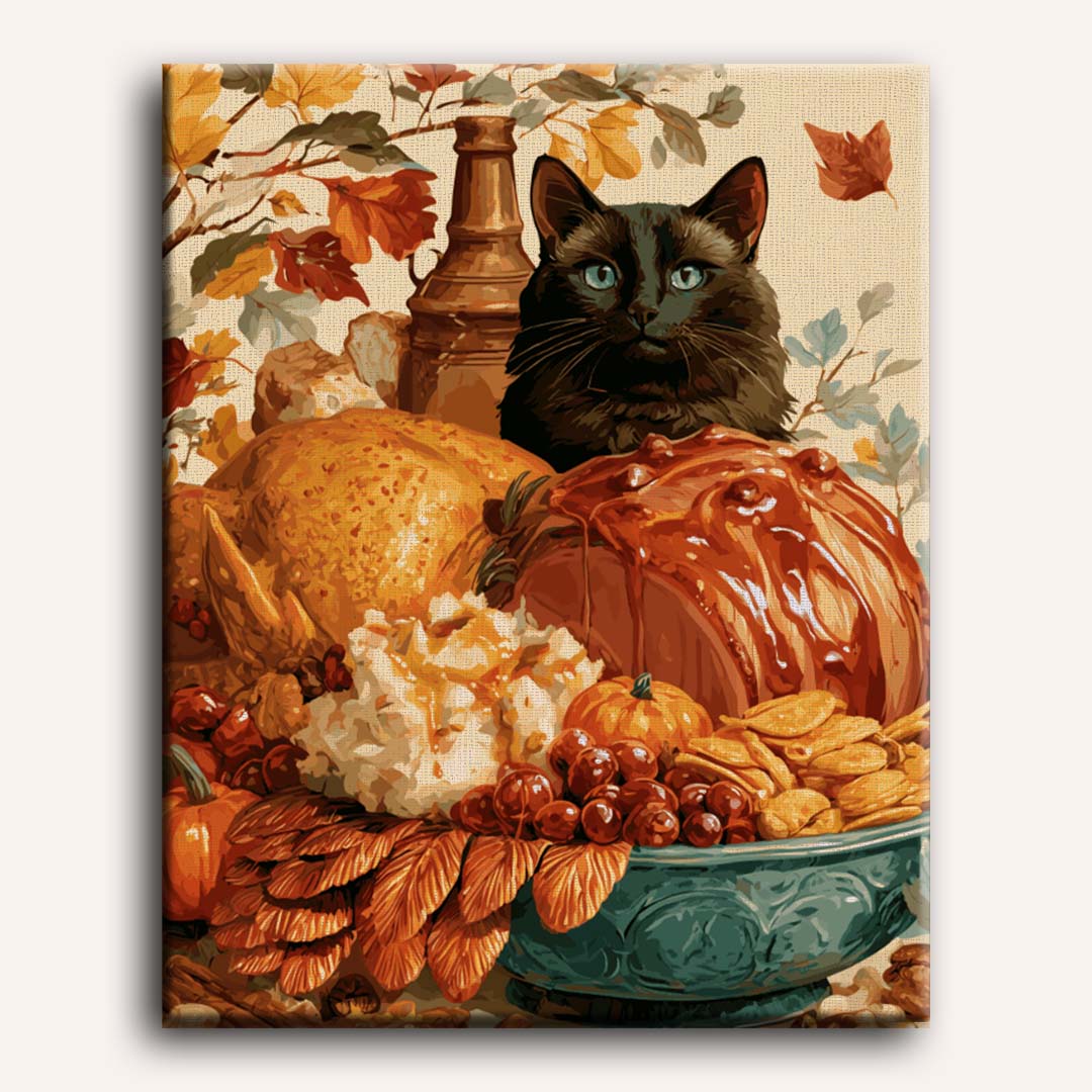 Gatto che Osserva il Banchetto | Dipingi con i numeri