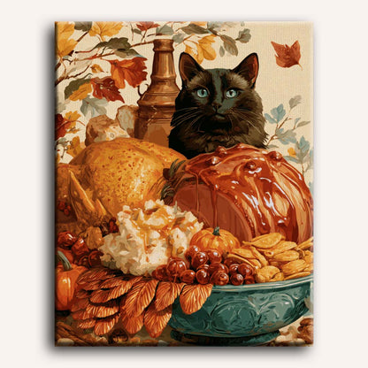 Gatto che Osserva il Banchetto | Dipingi con i numeri