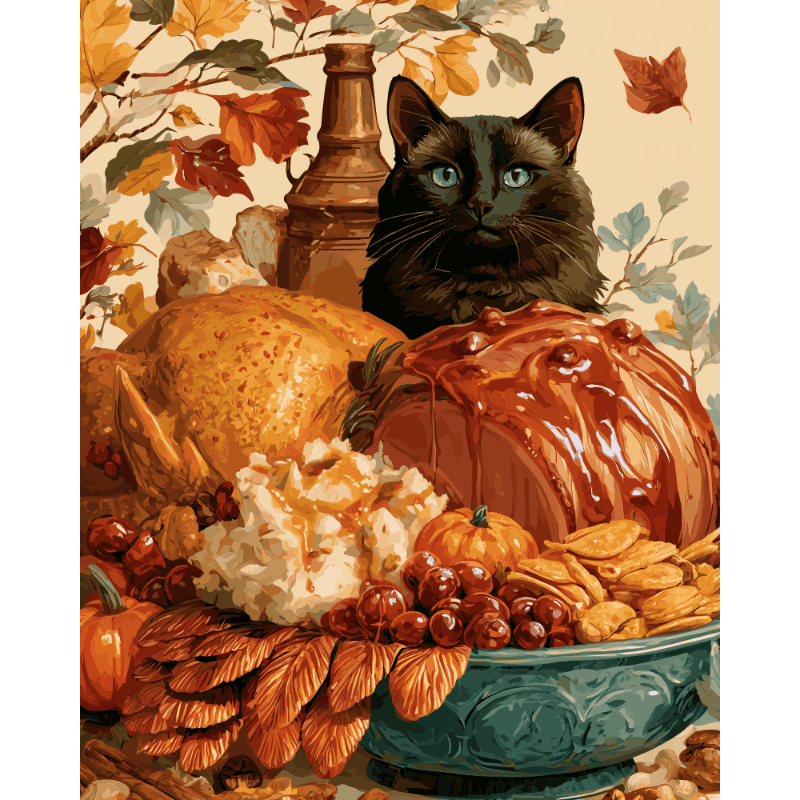 Feast Watching Cat | Paint by Number - Paint by numbers