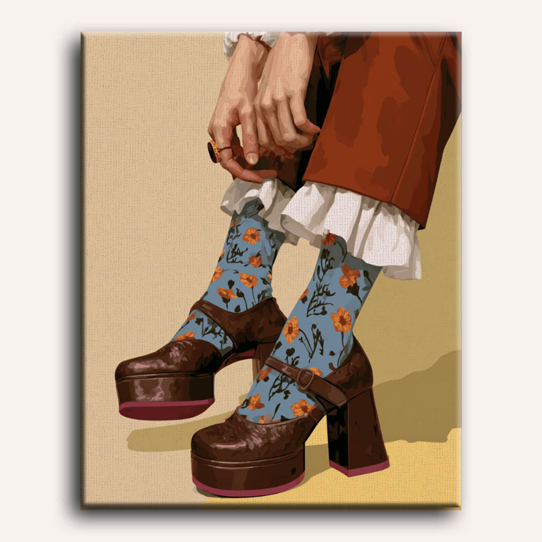 Floral Socks & Boots | Paint by Number