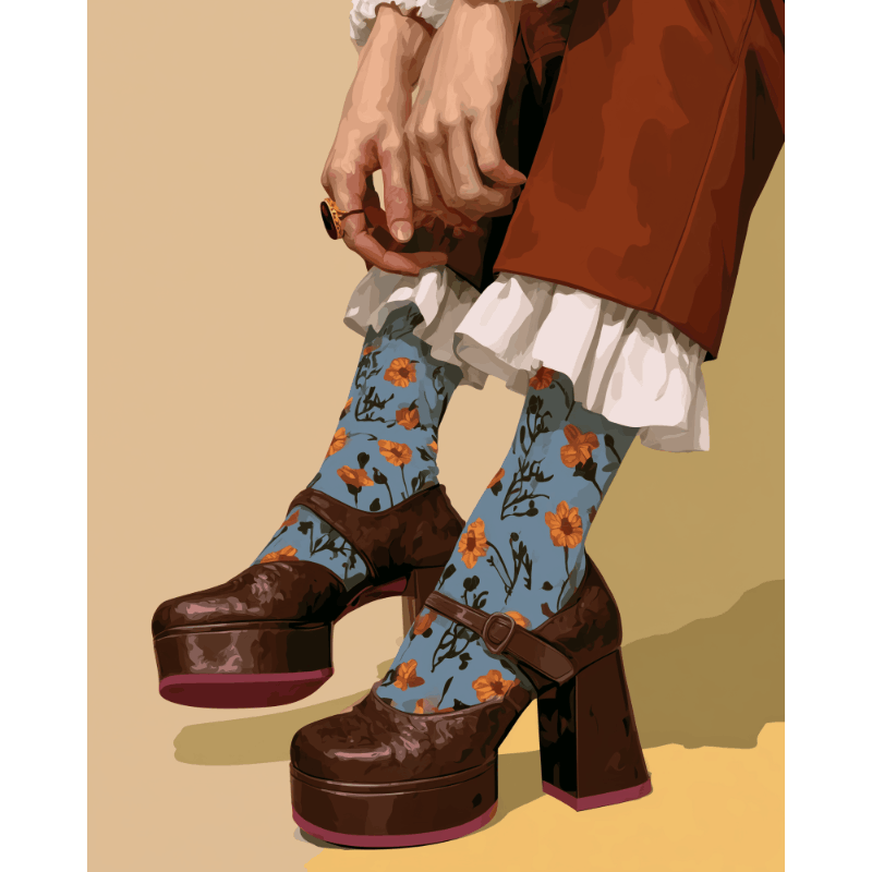 Floral Socks & Boots | Paint by Number - Paint by numbers
