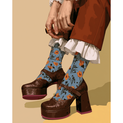 Floral Socks & Boots | Paint by Number - Paint by numbers