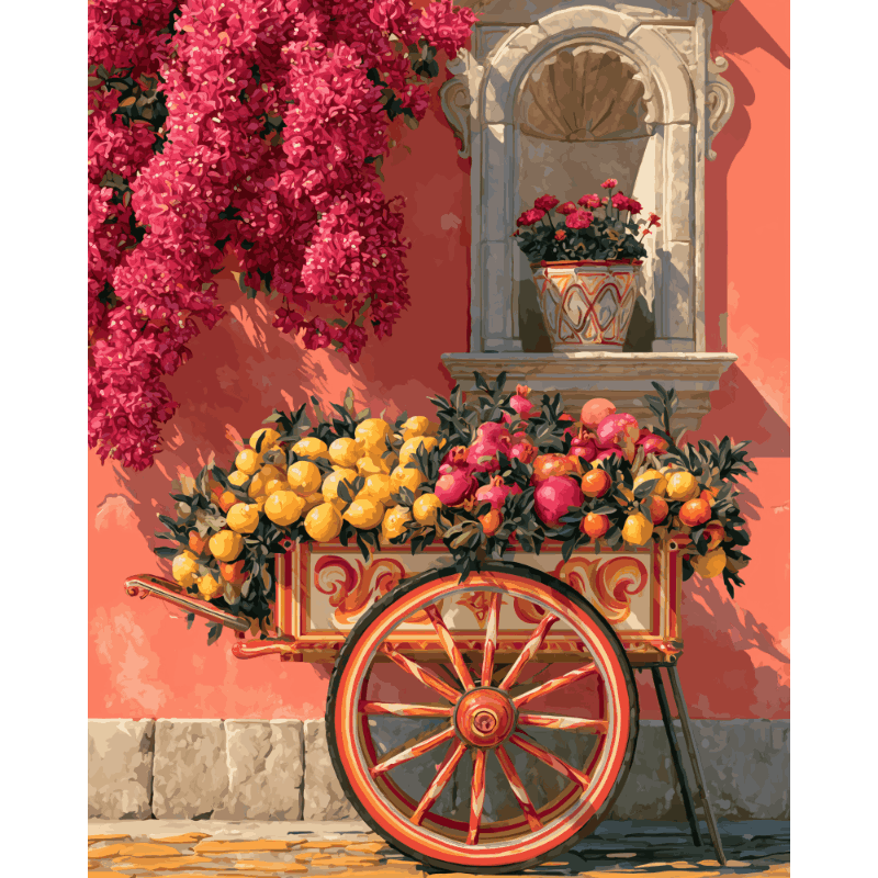 Flower Cart Corner | Paint by Number - Paint by numbers