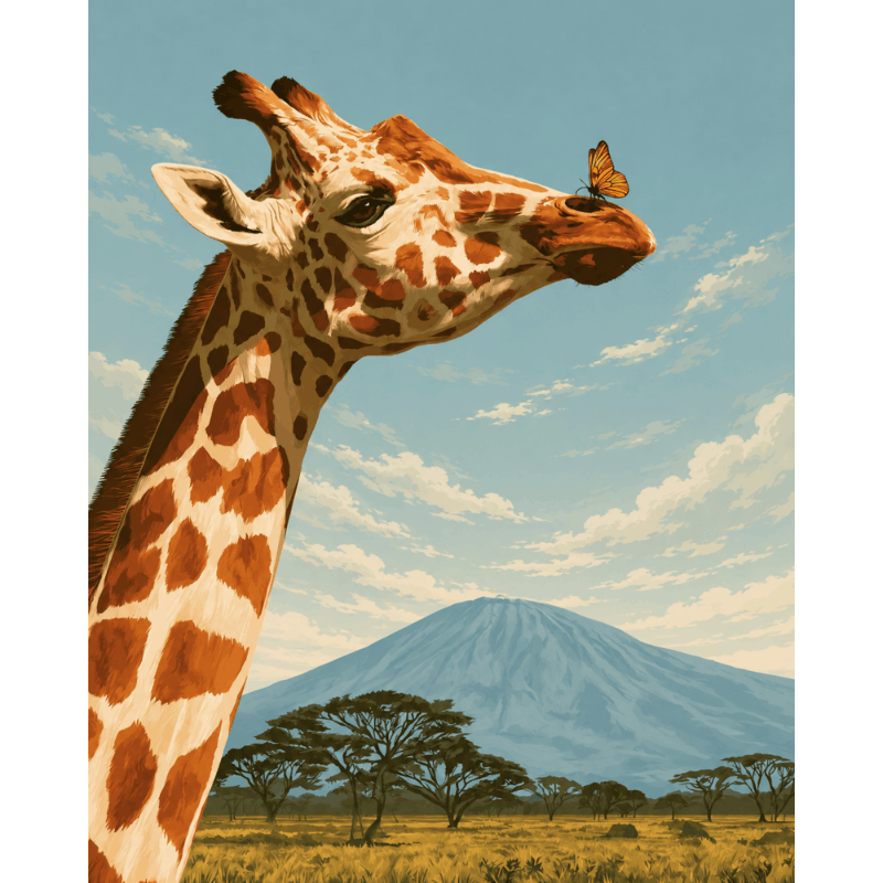 Giraffe & Butterfly | Paint by Number - Paint by numbers