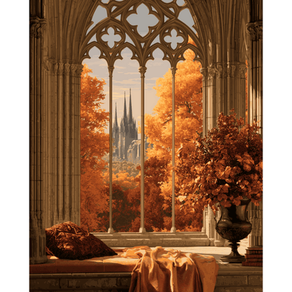 Gothic Autumn Window | Paint by Number - Paint by numbers